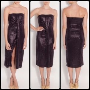 Diane von Furstenberg Purple Strapless Sequin Gown